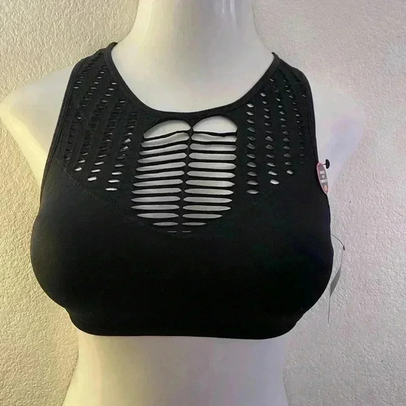 🆕Rene Rofe Seamless Cut Out Black Sport Bra🆕 - Picture 3 of 12
